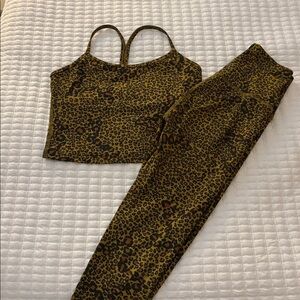 Leopard Print Crop Top and Leggings Set